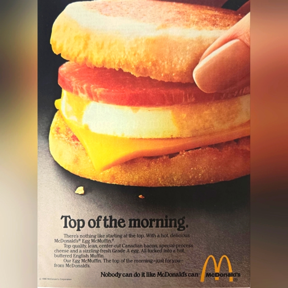 1980 Top of the morning McDonald's Egg McMuffin Vintage Print Ad
